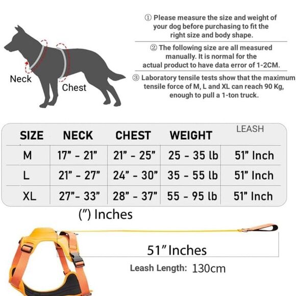 🧡 No-Pull Dog Harness with Leash – Size Medium (Orange) - Picture 2 of 6